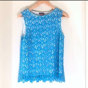 Vince Camino Lined Sleeveless eyelet blouse - Floral (blue)